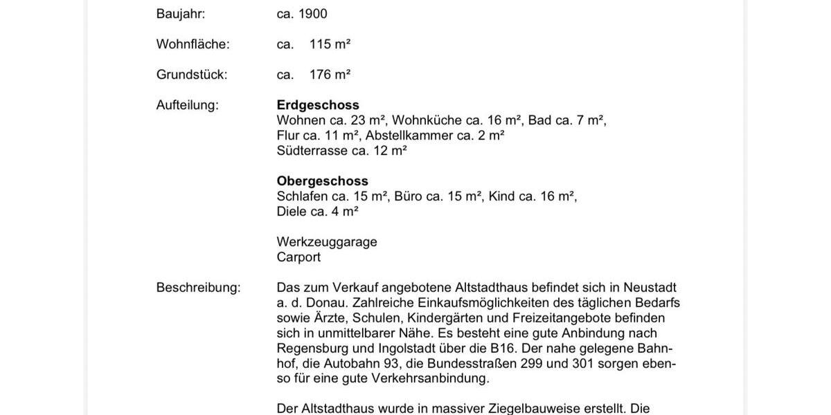 Einfamilienhaus Neustadt an der Donau - 3 Zimmer, 115 m&sup2;, 179.000&euro; | Angebot:26960813