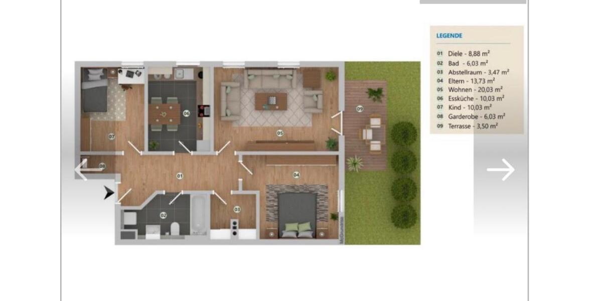 Erdgeschoßwohnung Ingolstadt Nordost - 3 Zimmer, 75 m&sup2;, 360.000&euro; | Angebot:24768476