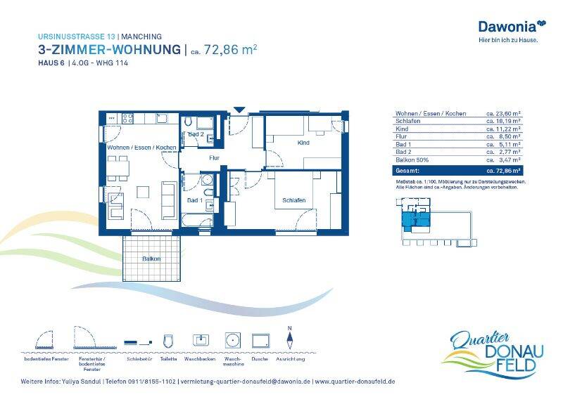 Etagenwohnung Manching - 3 Zimmer, 72 m&sup2;, 910&euro; | Angebot:26833783