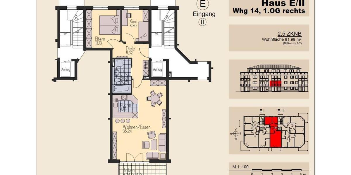 Etagenwohnung Ingolstadt - 3 Zimmer, 80 m&sup2;, 1.080&euro; | Angebot:25893408