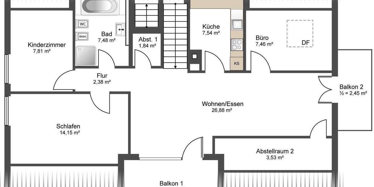 Etagenwohnung Gaimersheim - 4 Zimmer, 84 m&sup2;, 449.800&euro; | Angebot:25668683