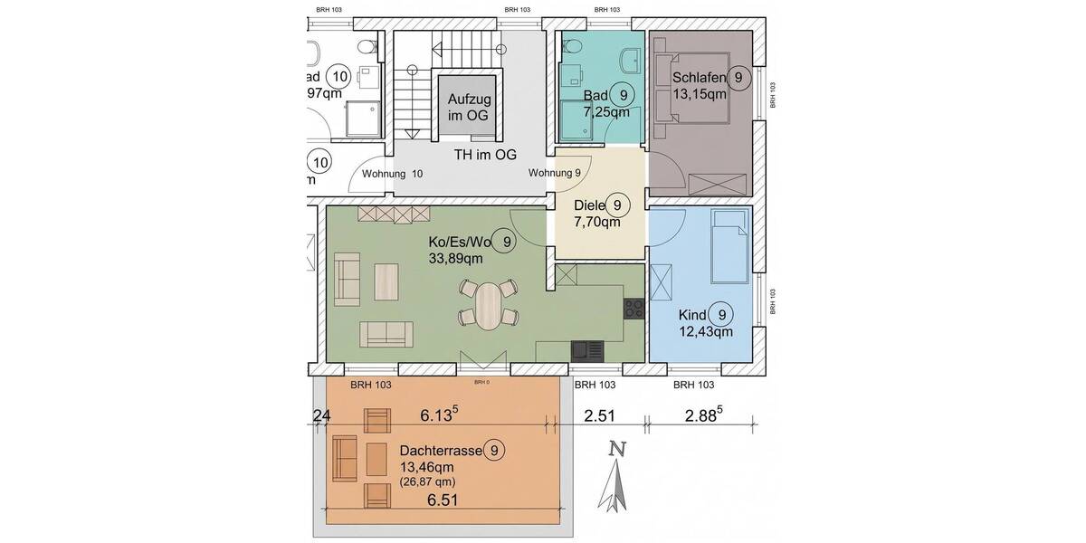 Etagenwohnung Ingolstadt Hundszell - 3 Zimmer, 87 m&sup2;, 590.000&euro; | Angebot:26272998