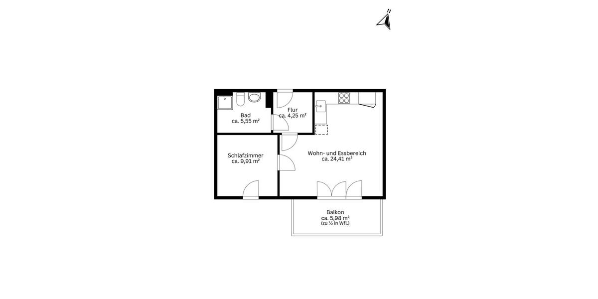 Etagenwohnung Ingolstadt Münchener Straße - 2 Zimmer, 47 m&sup2;, 800&euro; | Angebot:26439742