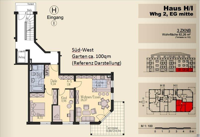 Erdgeschoßwohnung Ingolstadt - 3 Zimmer, 82 m&sup2;, 1.299&euro; | Angebot:26090280