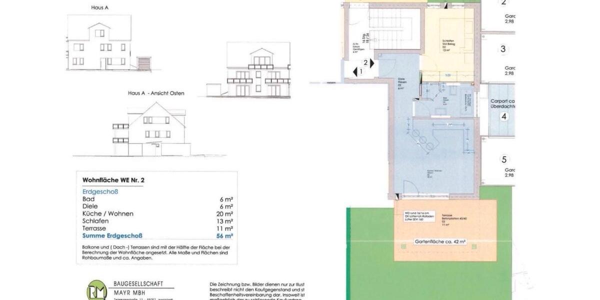 Erdgeschoßwohnung Gaimersheim - 2 Zimmer, 56 m&sup2;, 369.000&euro; | Angebot:25326710