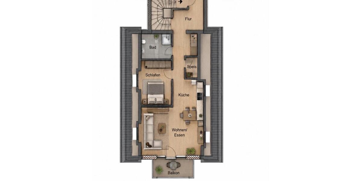 Dachgeschoßwohnung Ingolstadt Nordost - 2 Zimmer, 56 m&sup2;, 900&euro; | Angebot:27591996