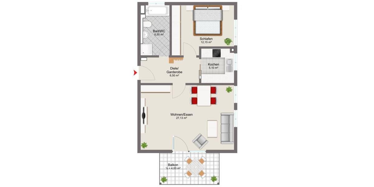 Etagenwohnung Ingolstadt - 2 Zimmer, 61 m&sup2;, 780&euro; | Angebot:26396912