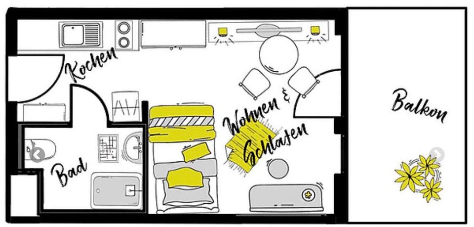 Etagenwohnung Ingolstadt Nordost - 1 Zimmer, 23 m&sup2;, 684&euro; | Angebot:26611686