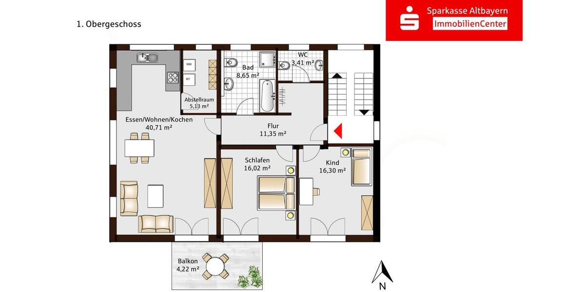 Etagenwohnung Schrobenhausen - 3 Zimmer, 105 m&sup2;, 1.150&euro; | Angebot:26266943