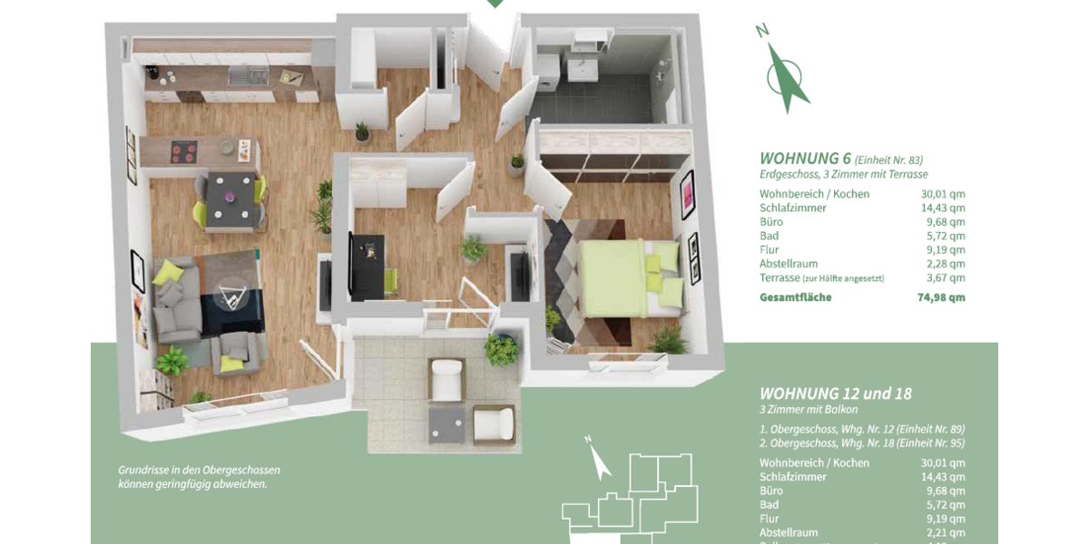 Etagenwohnung Manching - 3 Zimmer, 75 m&sup2;, 446.131&euro; | Angebot:25477511