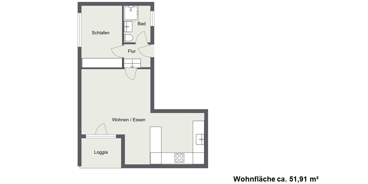 Etagenwohnung Ingolstadt Friedrichshofen - 2 Zimmer, 52 m&sup2;, 225.000&euro; | Angebot:25768789