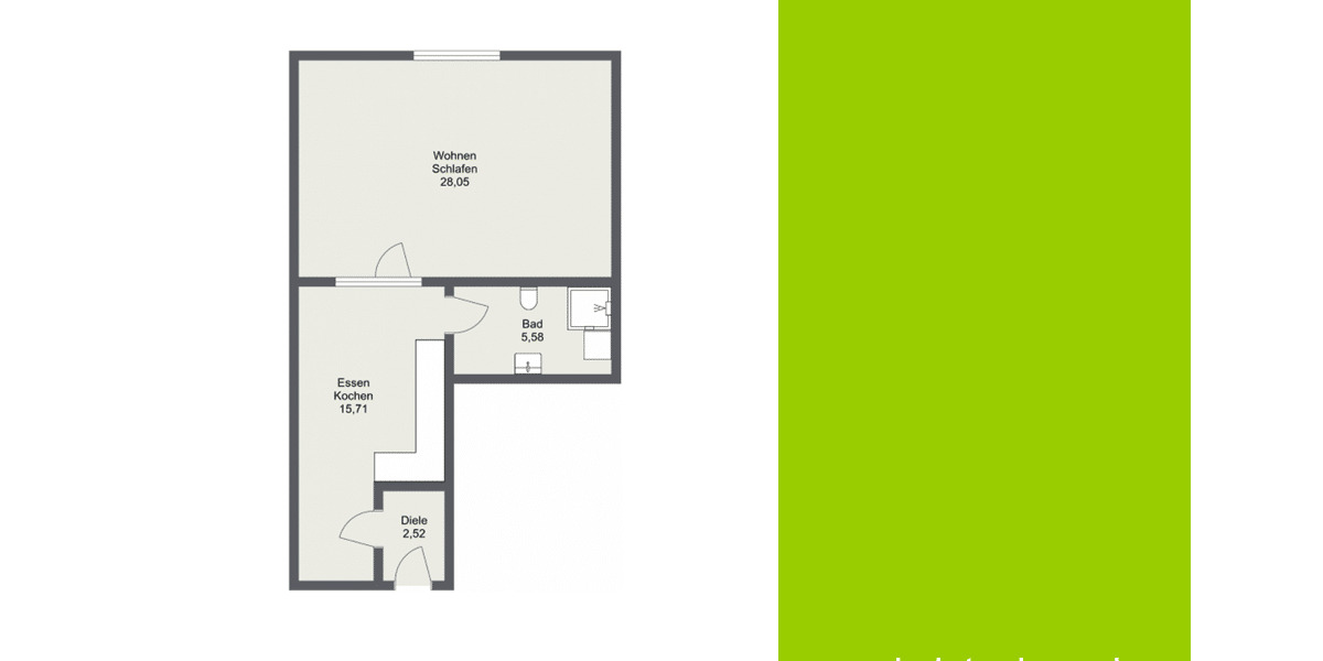 Etagenwohnung Ingolstadt Hundszell - 2 Zimmer, 52 m&sup2;, 527&euro; | Angebot:26796415