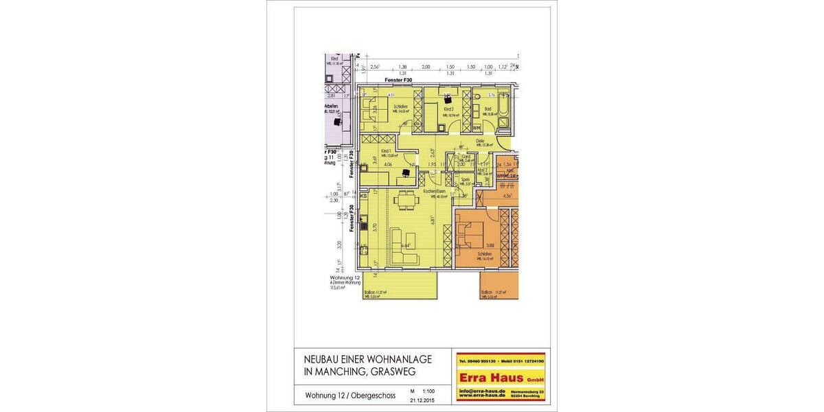 Etagenwohnung Manching Niederstimm - 4 Zimmer, 113 m&sup2;, 506.000&euro; | Angebot:25678367