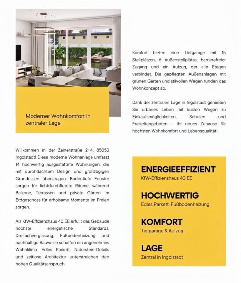Terrassenwohnung Ingolstadt Südost - 3 Zimmer, 77 m&sup2;, 1.600&euro; | Angebot:27550268