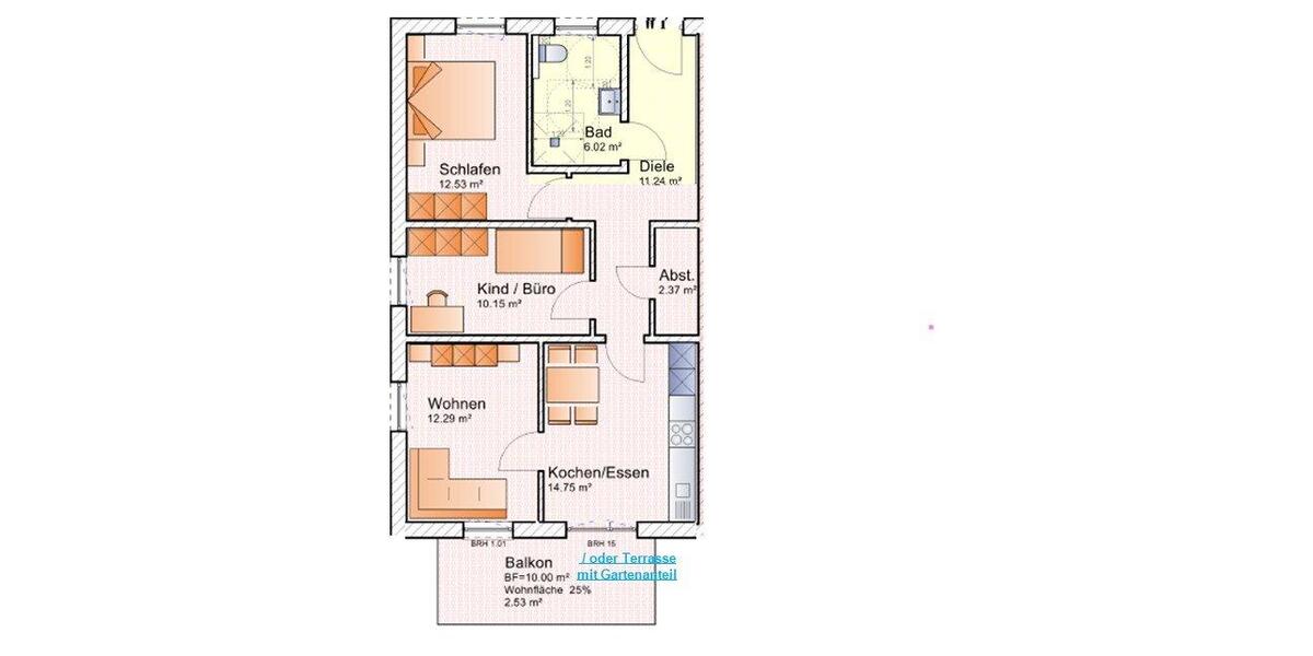 Erdgeschoßwohnung Bergheim - 2 Zimmer, 70 m&sup2;, 895&euro; | Angebot:26396915