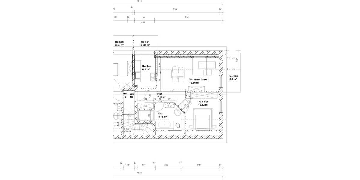 Etagenwohnung Ingolstadt Unterhaunstadt - 2 Zimmer, 54 m&sup2;, 299.000&euro; | Angebot:26322198