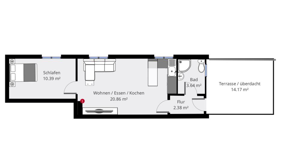 Etagenwohnung Eichstätt - 2 Zimmer, 37 m&sup2;, 750&euro; | Angebot:26305539