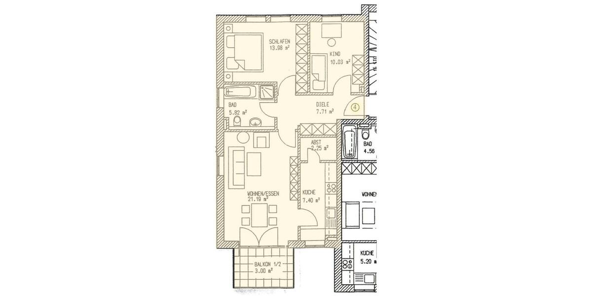 Etagenwohnung Hohenwart - 3 Zimmer, 71 m&sup2;, 1.100&euro; | Angebot:25837728