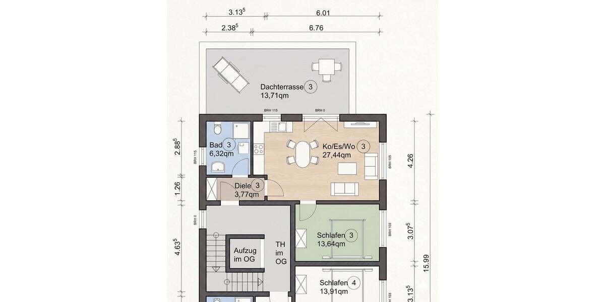 Etagenwohnung Ingolstadt Hundszell - 2 Zimmer, 64 m&sup2;, 431.000&euro; | Angebot:26217508
