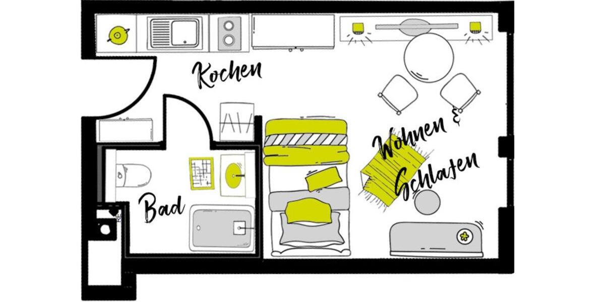 Etagenwohnung Ingolstadt Nordost - 1 Zimmer, 22 m&sup2;, 486&euro; | Angebot:25568305