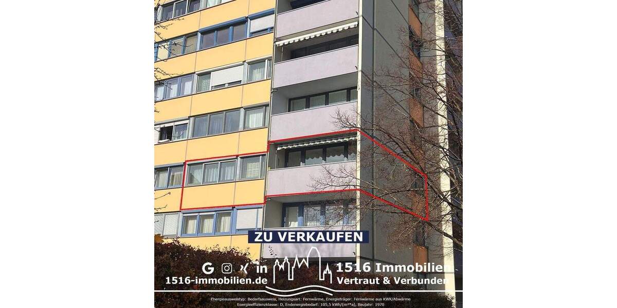 Etagenwohnung Ingolstadt Am Wasserwerk - 4 Zimmer, 75 m&sup2;, 275.000&euro; | Angebot:25732246