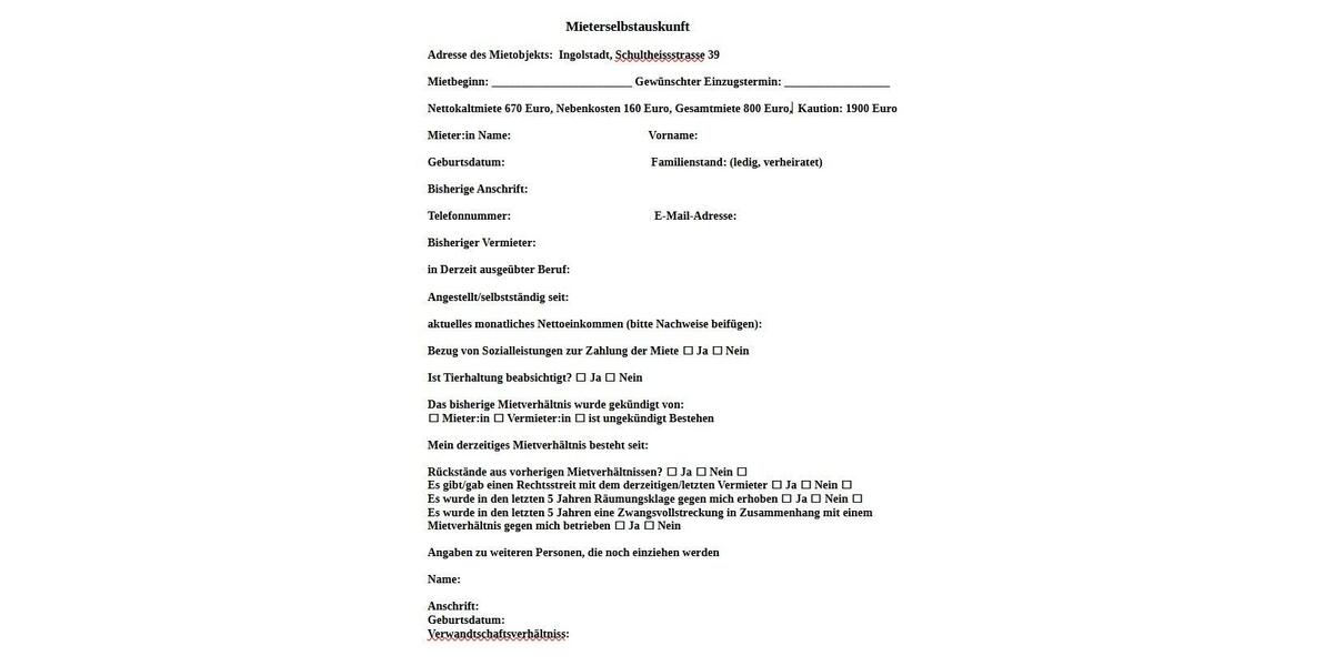 Etagenwohnung Ingolstadt - 1 Zimmer, 53 m&sup2;, 670&euro; | Angebot:26517633