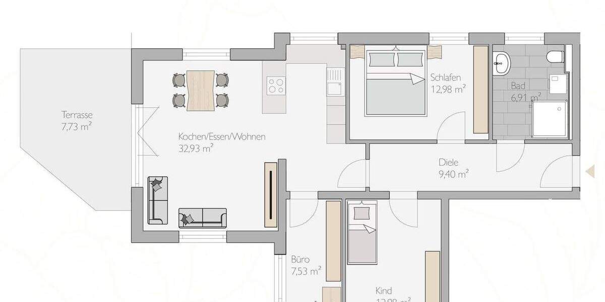 Etagenwohnung Ingolstadt Hundszell - 3 Zimmer, 90 m&sup2;, 605.000&euro; | Angebot:25908842