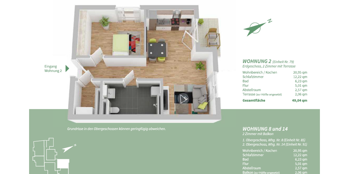 Etagenwohnung Manching - 2 Zimmer, 49 m&sup2;, 306.500&euro; | Angebot:25477588