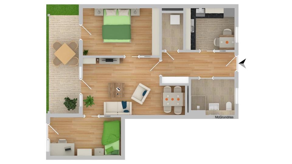 Erdgeschoßwohnung Karlskron - 3 Zimmer, 74 m&sup2;, 810&euro; | Angebot:25745888