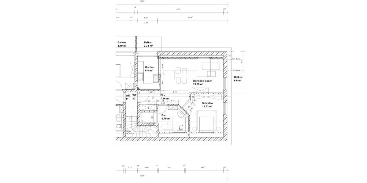 Dachgeschoßwohnung Ingolstadt Nordost - 2 Zimmer, 54 m&sup2;, 310.000&euro; | Angebot:25473033