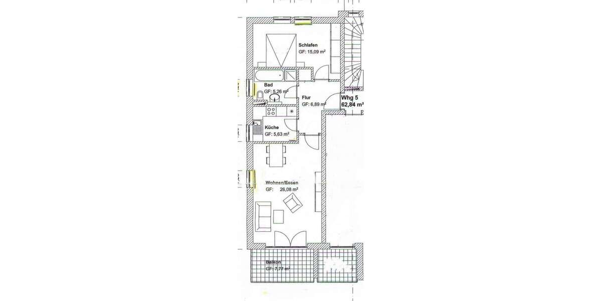 Etagenwohnung Ingolstadt - 2 Zimmer, 63 m&sup2;, 830&euro; | Angebot:27176133
