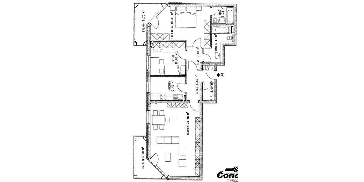 Etagenwohnung Ingolstadt - 3 Zimmer, 93 m&sup2;, 419.000&euro; | Angebot:26615080