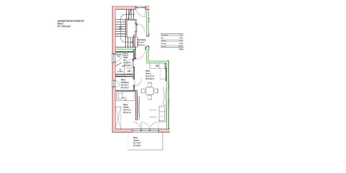 Erdgeschoßwohnung Ingolstadt Münchener Straße - 1 Zimmer, 49 m&sup2;, 720&euro; | Angebot:27535456