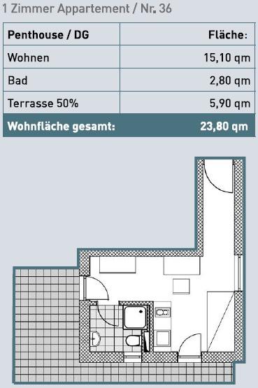 Einfamilienhaus Ingolstadt Nordost - 1 Zimmer, 24 m&sup2;, 480&euro; | Angebot:26211455