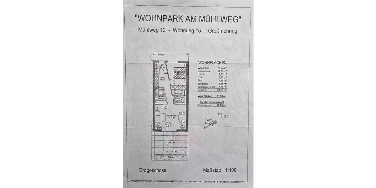 Erdgeschoßwohnung Großmehring - 2 Zimmer, 61 m&sup2;, 228.000&euro; | Angebot:25270412