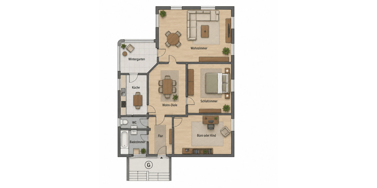 Etagenwohnung Ingolstadt Friedrichshofen-Hollerstauden - 3 Zimmer, 81 m&sup2;, 1.100&euro; | Angebot:26835511