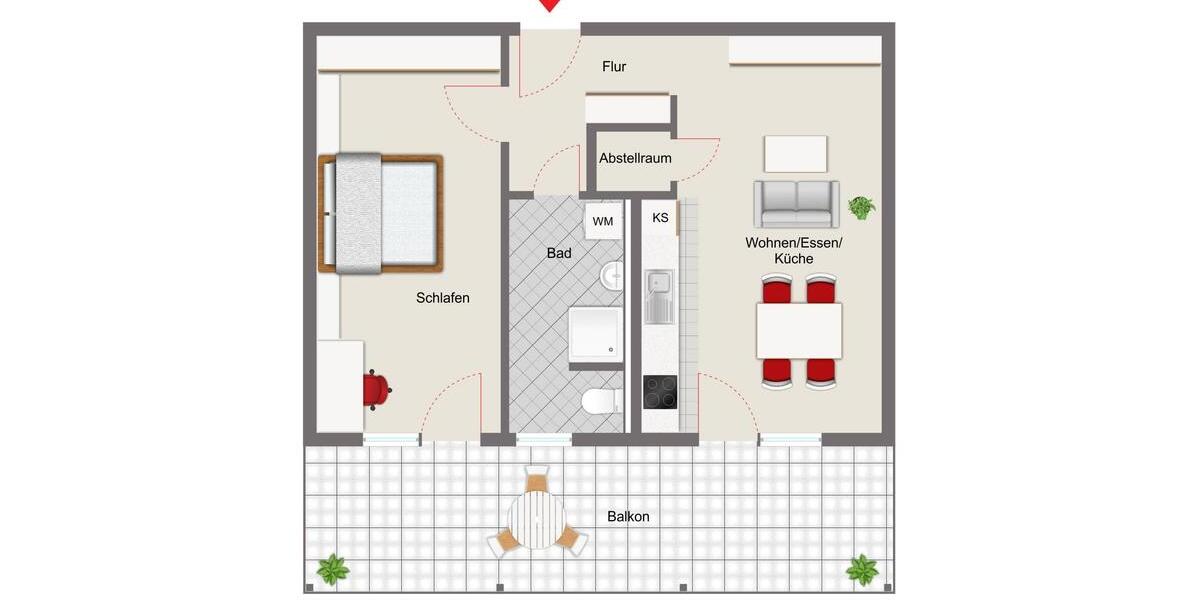 Etagenwohnung Eichstätt - 2 Zimmer, 63 m&sup2;, 850&euro; | Angebot:25804377