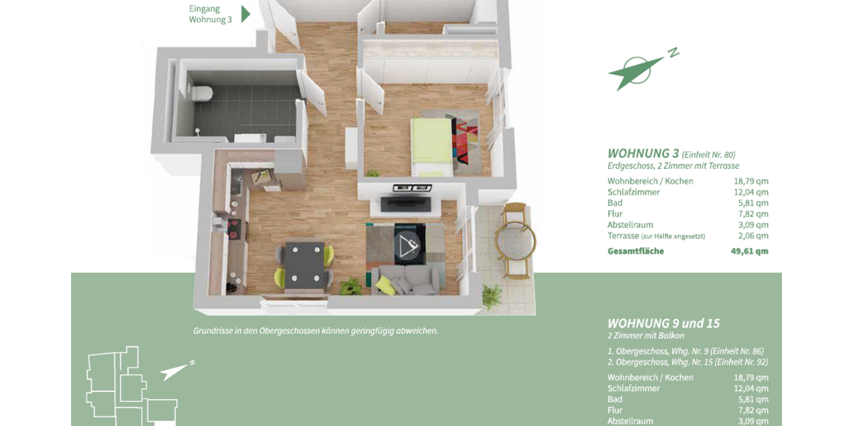 Etagenwohnung Manching - 2 Zimmer, 50 m&sup2;, 310.062&euro; | Angebot:25477566