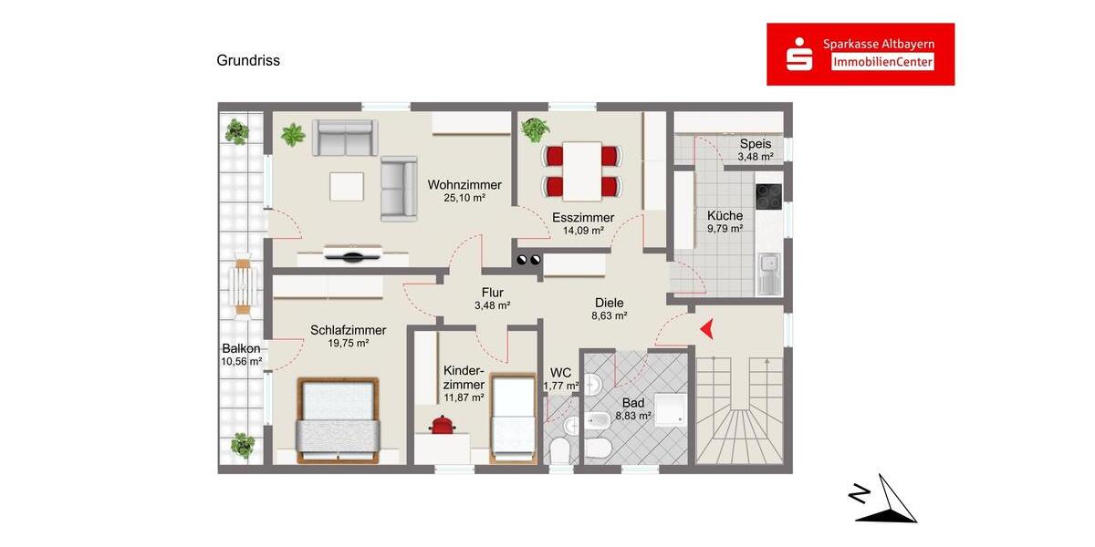 Etagenwohnung Schrobenhausen - 3 Zimmer, 108 m&sup2;, 890&euro; | Angebot:26335075