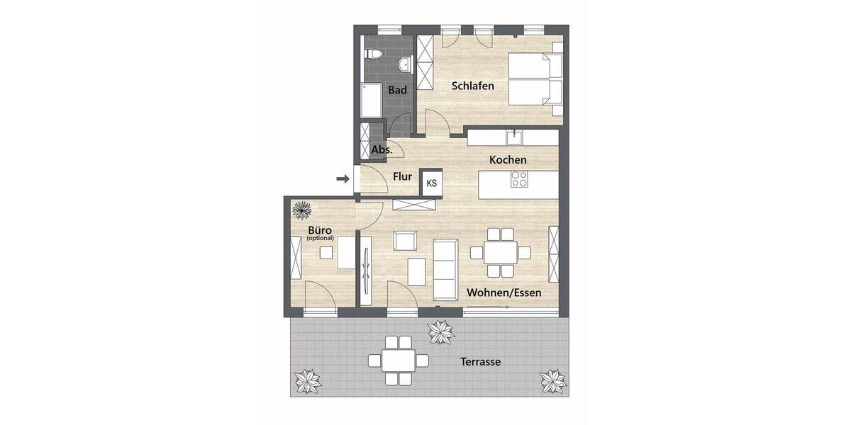 Etagenwohnung Ingolstadt Am Südfriedhof - 3 Zimmer, 98 m&sup2;, 495.000&euro; | Angebot:26489104
