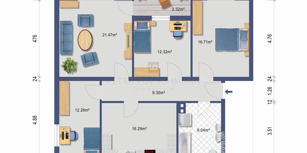 Etagenwohnung Ingolstadt Münchener Straße - 4 Zimmer, 95 m&sup2;, 399.000&euro; | Angebot:25822299
