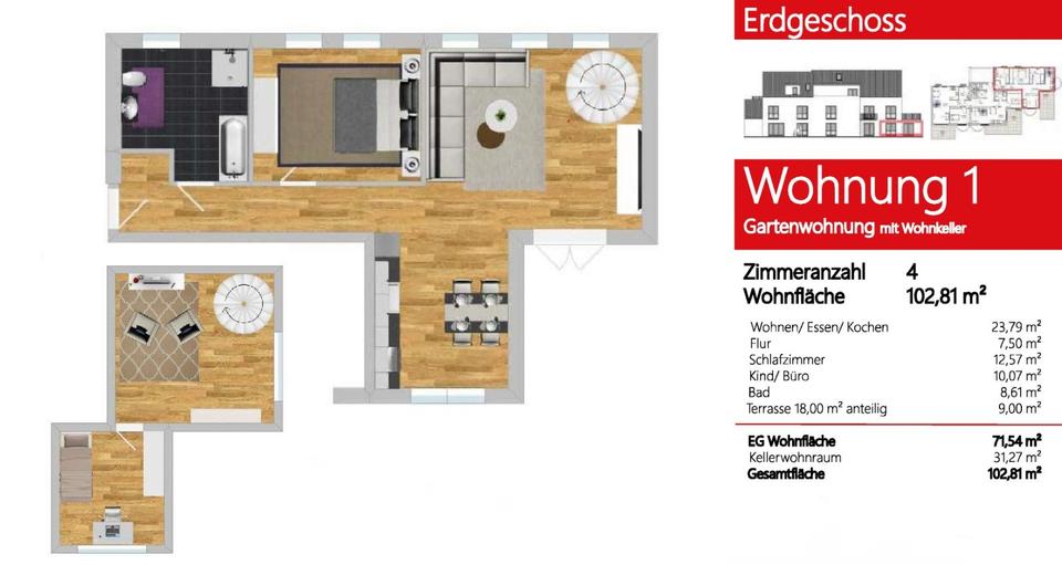 Etagenwohnung Ingolstadt Südost - 4 Zimmer, 103 m&sup2;, 599.000&euro; | Angebot:24563703
