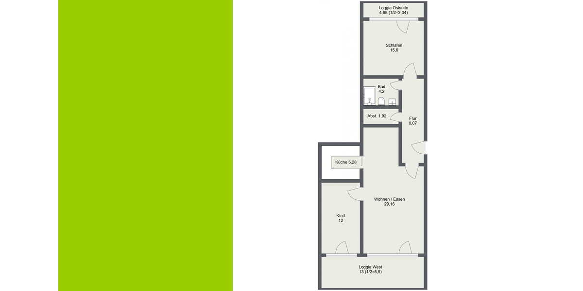 Etagenwohnung Ingolstadt Oberbrunnenreuth - 3 Zimmer, 85 m&sup2;, 338.000&euro; | Angebot:25670029