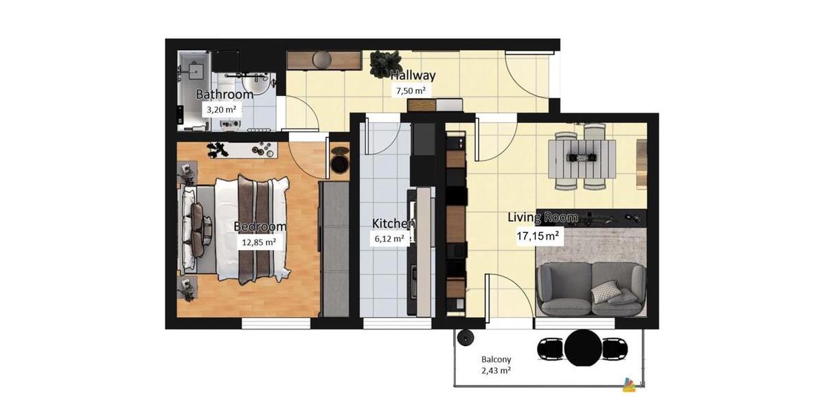 Hochparterre Ingolstadt Nordost - 2 Zimmer, 49 m&sup2;, 189.000&euro; | Angebot:26802163