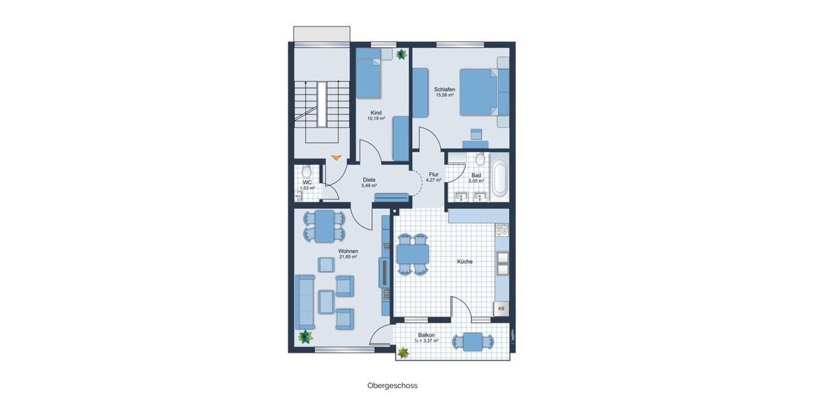 Etagenwohnung Ingolstadt Friedrichshofen-Hollerstauden - 3 Zimmer, 84 m&sup2;, 1.500&euro; | Angebot:25171609