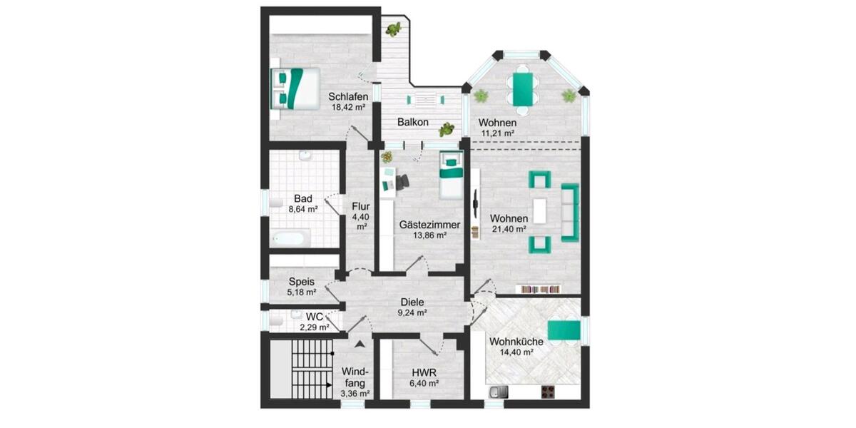 Etagenwohnung Ingolstadt Münchener Straße - 5 Zimmer, 120 m&sup2;, 1.430&euro; | Angebot:25641067