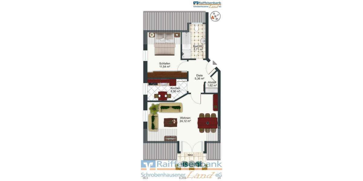 Etagenwohnung Schrobenhausen - 2 Zimmer, 57 m&sup2;, 235.000&euro; | Angebot:25705593