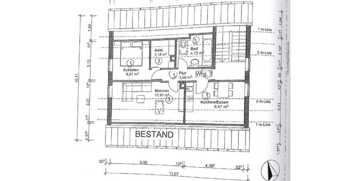 Dachgeschoßwohnung Ingolstadt Nordost - 2 Zimmer, 45 m&sup2;, 900&euro; | Angebot:25830805