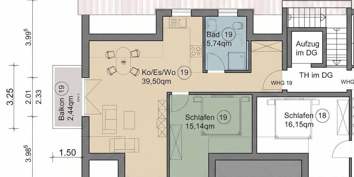 Etagenwohnung Ingolstadt Hundszell - 2 Zimmer, 62 m&sup2;, 420.000&euro; | Angebot:26228445