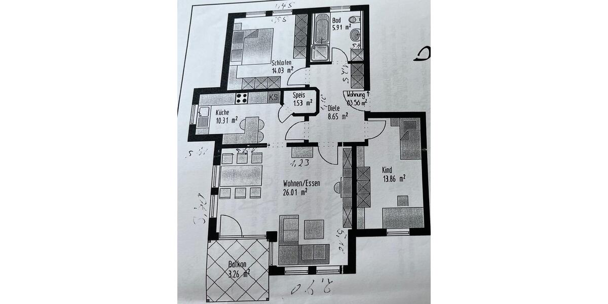 Etagenwohnung Ingolstadt Nordost - 3 Zimmer, 84 m&sup2;, 399.000&euro; | Angebot:26516035